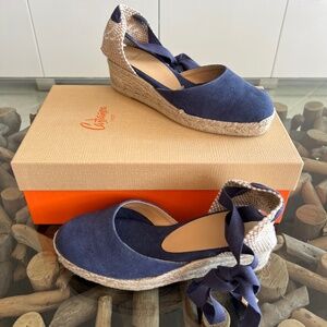 CASTANER Carine Navy Blue  Espadrille Wedge Sandals
